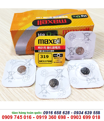 Maxell SR527SW-Pin 319, Pin Maxell SR527SW/319 silver oxide 1.55V /Loại vỉ 1viên 